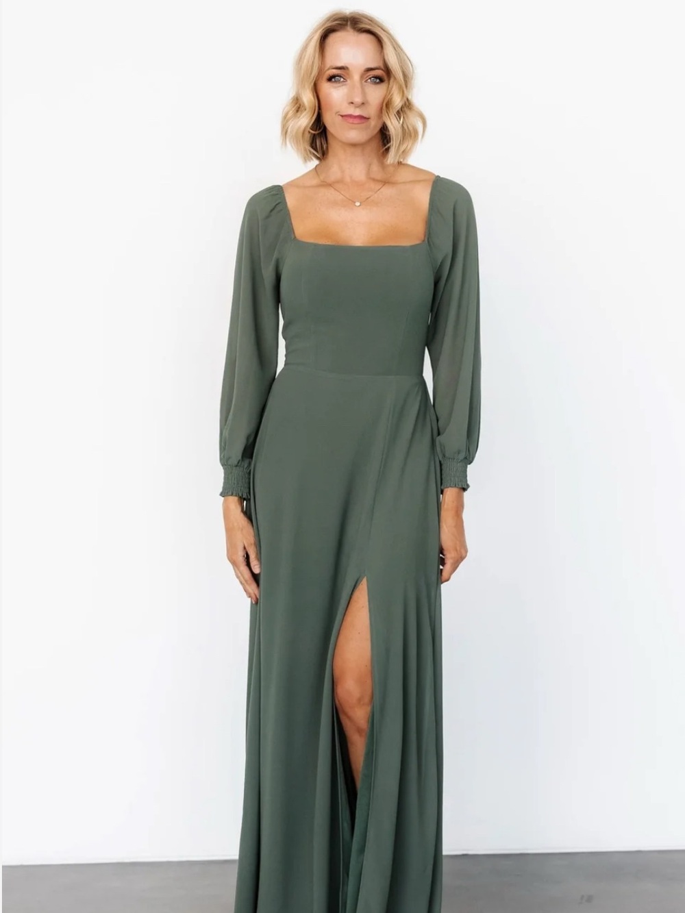Baltic Born Sage Green Long Sleeve Maxi Dress